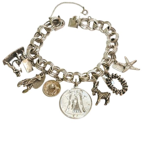Vintage Sterling Silver Charm Bracelet - Bells Trading Post, Maisels & More - Picture 1 of 2